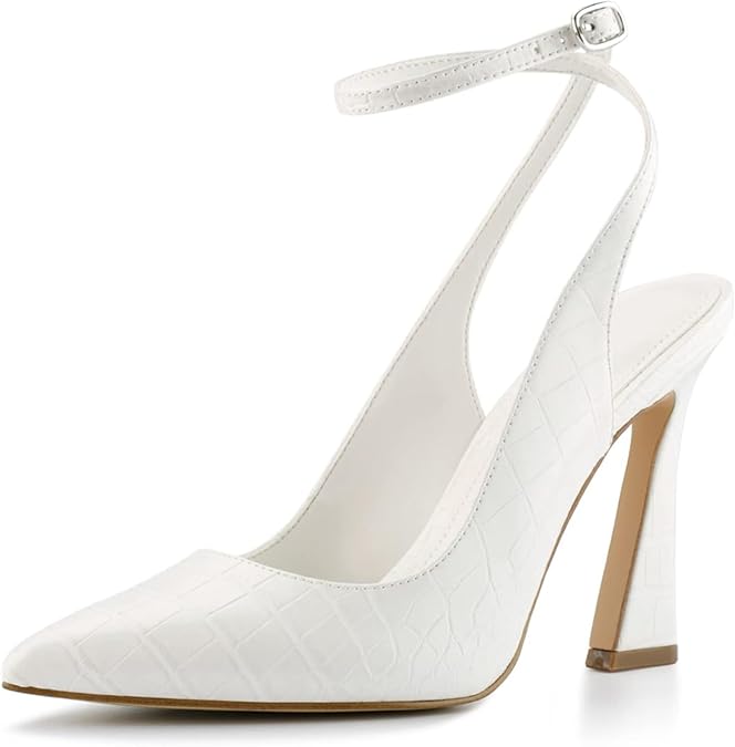Coutgo Women's High Heels Closed Toe Ankle Strap Pumps