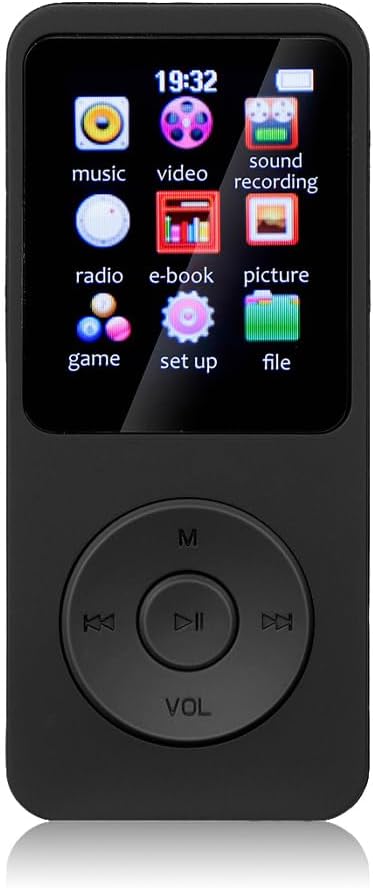 Portable Digital Display MP3 MP4 Player Hiking Bluetooth Support 5.0 Video Music Speaker E-Book Reader Black No Card