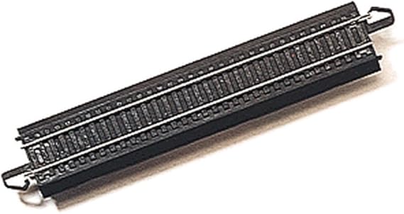 Bachmann Trains 9" Straight Track 4PK Steel Alloy Rail - Roadbed HO Scale | Snap-Fit E-Z Track, 9 Straight Track (4/card), Steel Alloy Rail With Black Roadbed, 44411