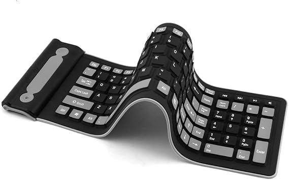 Wireless Silicone Keyboard Foldable Rollup Flexible Keyboard Full Size 107 Keys with Number Pad Waterproof/Dustproof Typing Soft Touch Portable Travel Keyboards for PC/Notebook/Laptop/Computer/Tablet