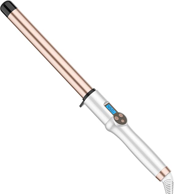 25mm Extra Long Barrel Curling Wand, Ceramic Tourmaline Curling Wand Professional Dual Voltage with Adjustable Temperature,No Clamp