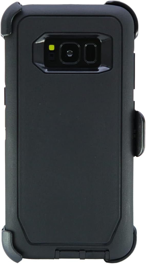 Case for Galaxy S8 (5.8") Heavy Duty Full Body Military Grade Drop Protection Carrying Cover Holder | Holster for Men Belt with Clip Stand Black/Black
