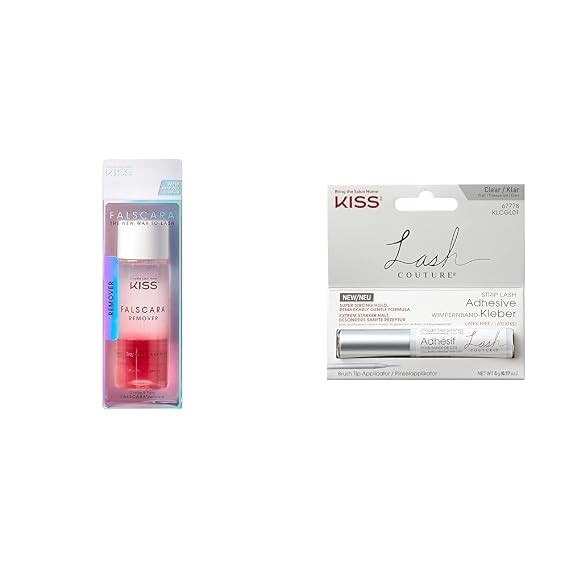 KISS Falscara Remover for Lash Adhesive, Makeup, Wisps + Lash Couture Lash Glue, Super Strong Strip Lash Adhesive, White
