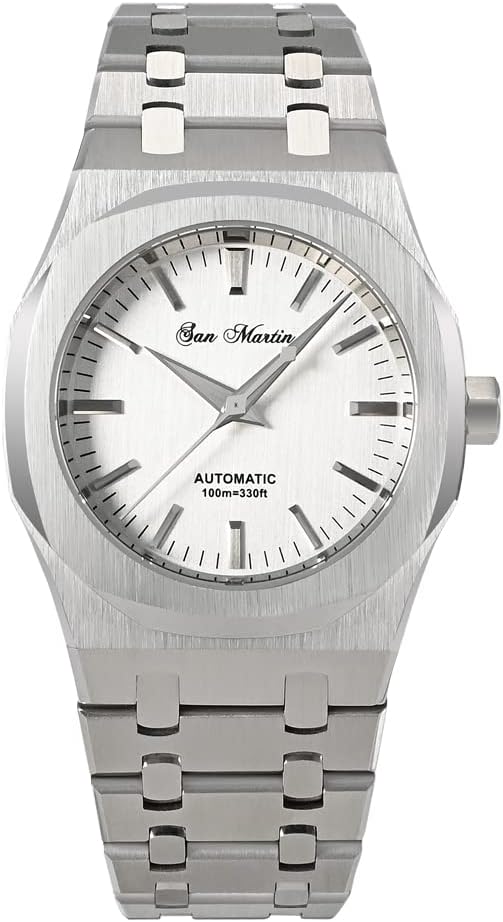 San Martin SN013G Luxury Automatic Dress Men Watch 9015 Vintage Classic Business Mechanical Sapphire Glass Wristwatches, with logo