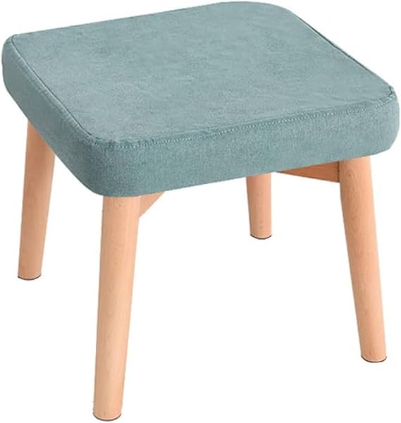 Footstool Entrance Shoe Changing Stool Foot Stool Wood Square Small Stool Low Stool for Home Bedroom, Living Room, Creative Stool Lounge(Blue)
