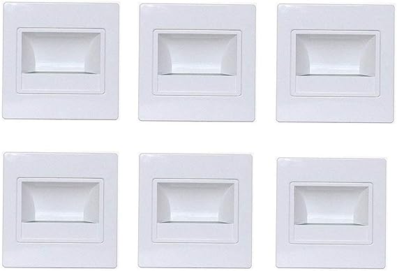 6-Pack LED Corner Wall Lamp 85-265V Embedded LED Stairs Step Night Light Stair Wall Lighting for Hallway, Stairs, Closet, Bedroom and More (Warm White, White Body)