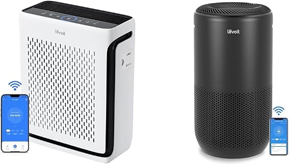 Levoit Air Purifiers for Home Large Room Up to 1980 Ft2 with Air Quality Monitor Smart WiFi Auto Mode 3 Filters for Pet Allergies Smoke Dust Pollen Core 400S Vital 100S