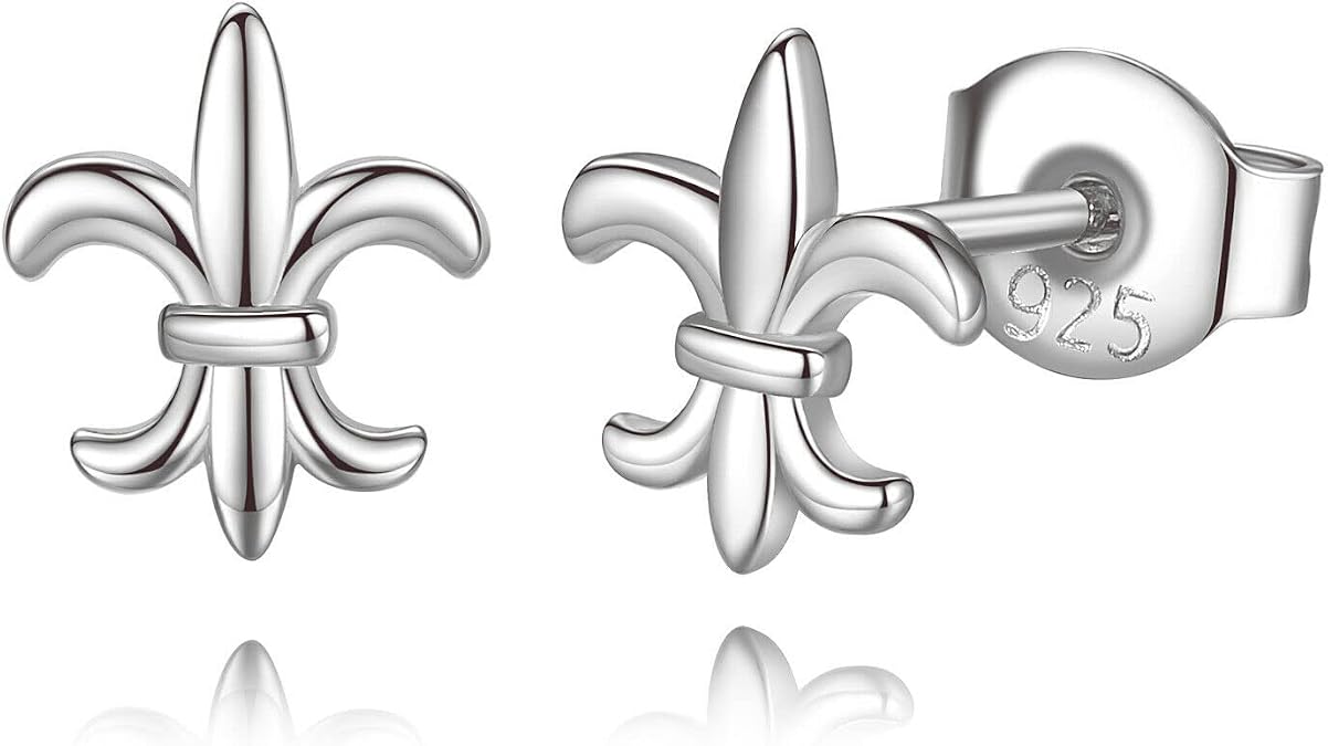 925 Sterling Silver Plain Fleur De Lis Earrings