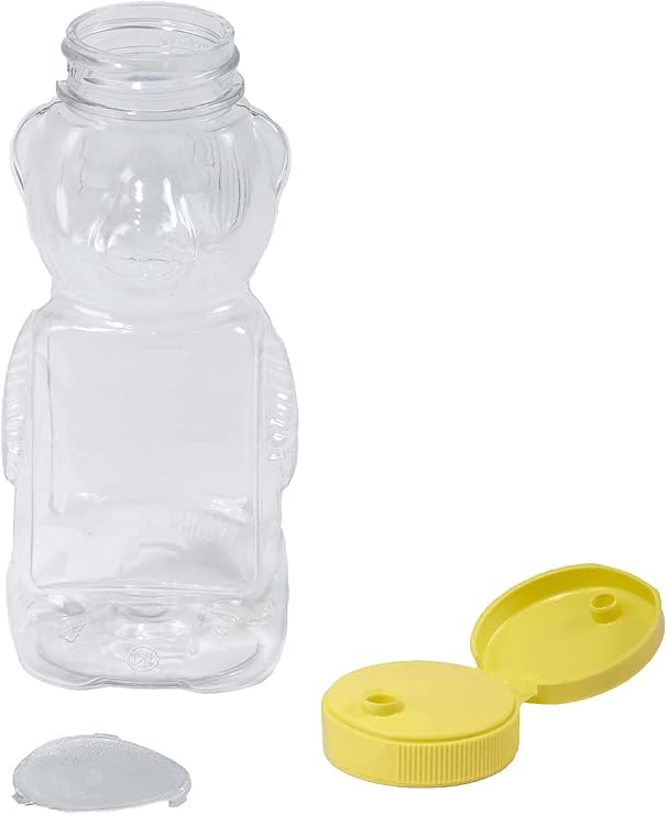 Little Giant Plastic Bear Bottle | Honey Squeeze Bottle with Flip-top Lid | Honey Bear Bottles | 12 Pack | 12 Ounces