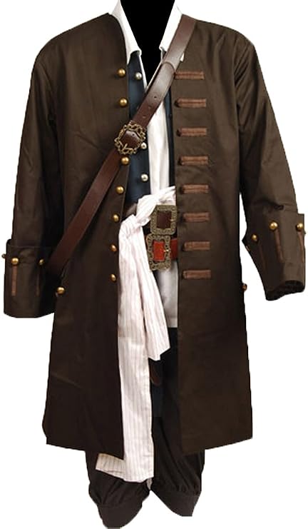 Cosplaysky Mens Pirate Costume Jack Outfit Halloween Pirate Cosplay Outfit