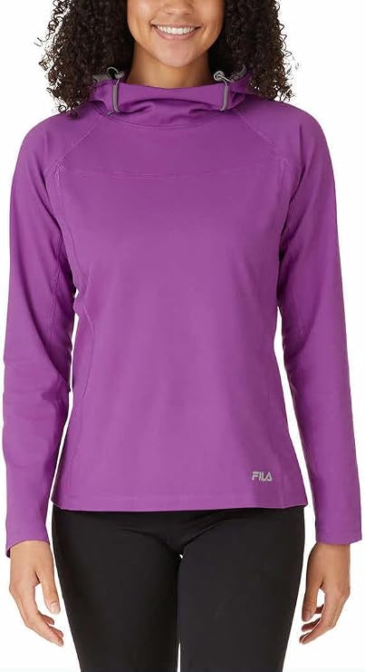 Fila Womens Midweight Training Pullover Hoodie (US, Alpha, Medium, Regular, Regular, Dahlia)