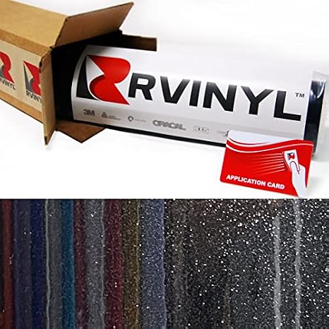 Rwraps Diamond Vinyl Car Wrap Film in Black Glitter - 5ft x 2ft - Vehicle Sheet Roll with Adhesive Back and Air Release Technology