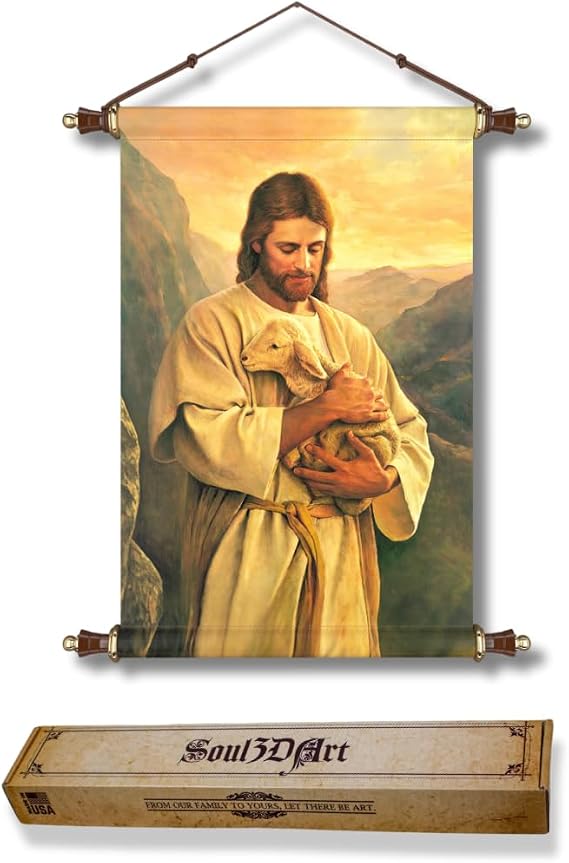 Soul3Dart Lamb of God Canvas Christian Wall Art, Jesus Wall Decor, Faith & Prayer Home Decor, Spiritual Religious Posters - 14x16