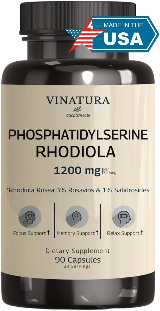 PhosphatidylSerine 1200mg - with Rhodiola Rosea, 90 Capsules 30 servings