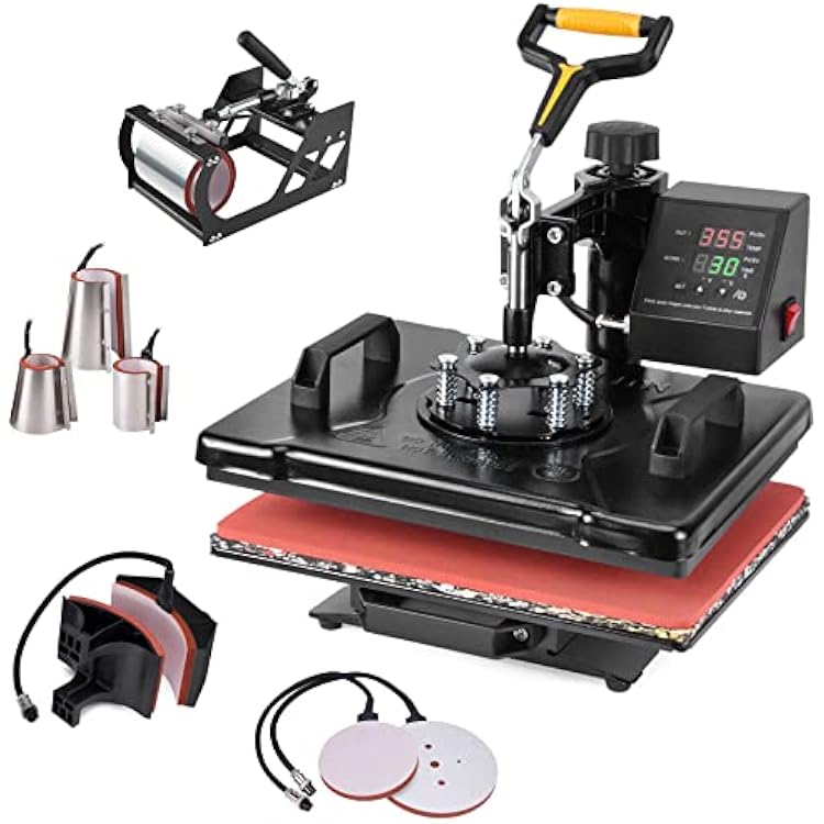 Slendor Heat Press 12x15 inch 8 in 1 Heat Press Machine 360-Degree Swing Away Digital T Shirt Pressing Machine Multifunction Sublimation Combo for T Shirts Mugs Hat Plate