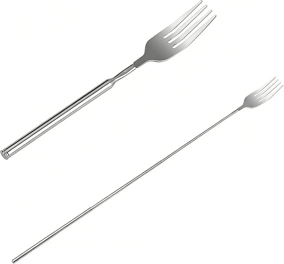 2Pcs Extendable Telescopic Fork 8.7-25.4in Stainless Steel for Outdoor Use | Compact portable design for easy carry, ideal for pranks, travel & dining, sturdy build for long-lasting daily use