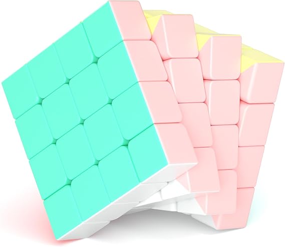 ROXENDA Speed Cube-4x4x4 Stickerless Magic Cube Macaron Vivid Color Fast Cubing for Classroom Training Puzzle Toy Cube for Kids Adult as Gift