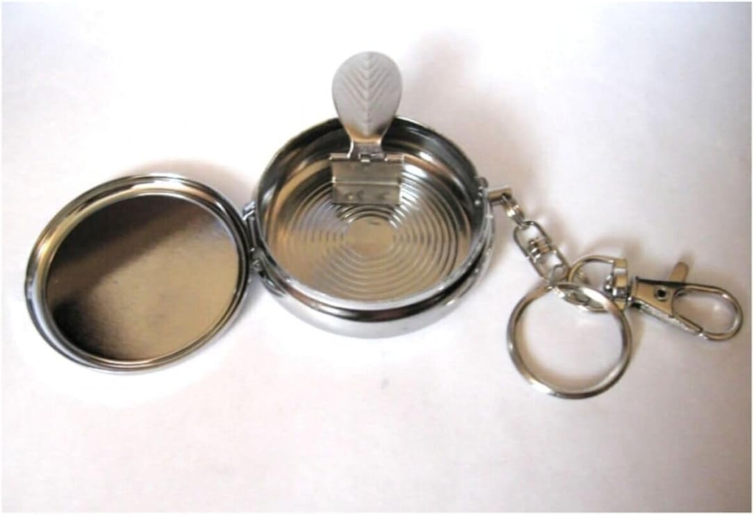 Kadınlar İçin Cep Küllük, Metal, Beyaz, Çap 5cm