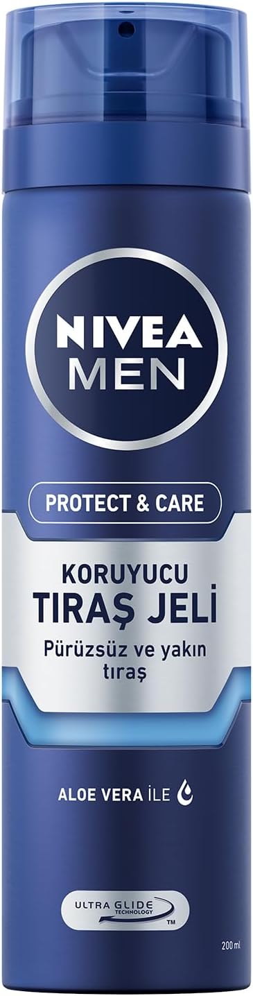 NIVEA MEN Male Moisturizing Shaving Gel Protect&Care 200 ml, For Dry Skin, Smooth Shave