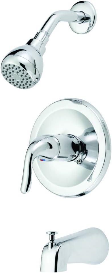EZ-FLO Contemporary Single-Handle Tub and Shower Trim Kit with Slip-on Diverter and Shower Head, Chrome, 10575