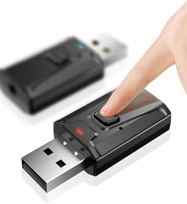 Sasmeooki Wireless Audio Transmitter Receiver for AirPods or Wireless Headphones - Use with Any 3.5 mm Audio Jack for Airplanes, Gym Equipment, TVs, iPadTablets and Autoaux Bluetooth Adapter