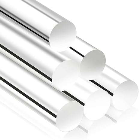 Nuenen 6 Pieces 10 Inch Clear Acrylic Dowel Rod for Craft, 10 mm Diameter