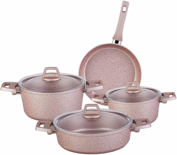 Cookware Kitchen Bio Granite Cookware Set Not Stick Cooking Pot Pan 4 Pots 3 Lids 7 Pieces Cuisine Things Household Supplies