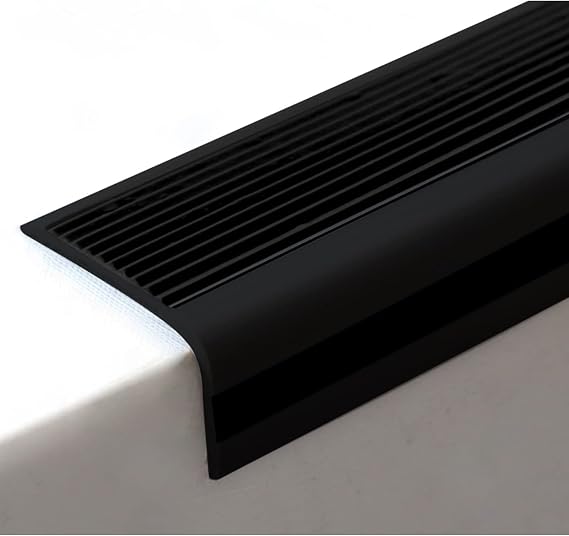 Anti-Slip Stair Edge Protector Self Adhesive, Black PVC Step Edging Trim Strips, Stair Edge Guard Strip for Indoor and Outdoor (Size : 1m/3.2ft)