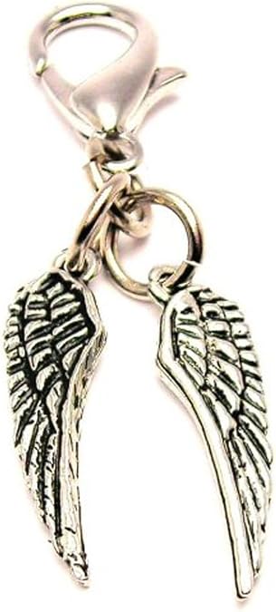 ChubbyChicoCharms Angel Wings Pewter Charm on a Zipper Pull