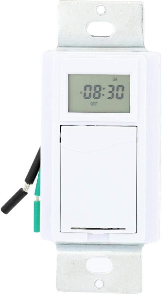 Westek TMDW30 Hardwire Indoor Digital Wall Switch Timer, White