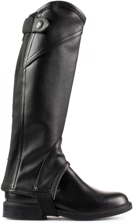 HORZE Unisex Soft Leather Zip-Up Equestrian Kids Half Chaps for Horseback Riding | See Size Chart in Description