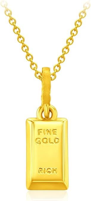 999 Pure 24K Gold Gold & Rich gold bar pendant