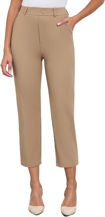 Agenlulu High Waisted Capri Dress Pants for Women 2025 Summer UPF 50+ Cooling Stretchy Cropped Slacks Casual Work Capris