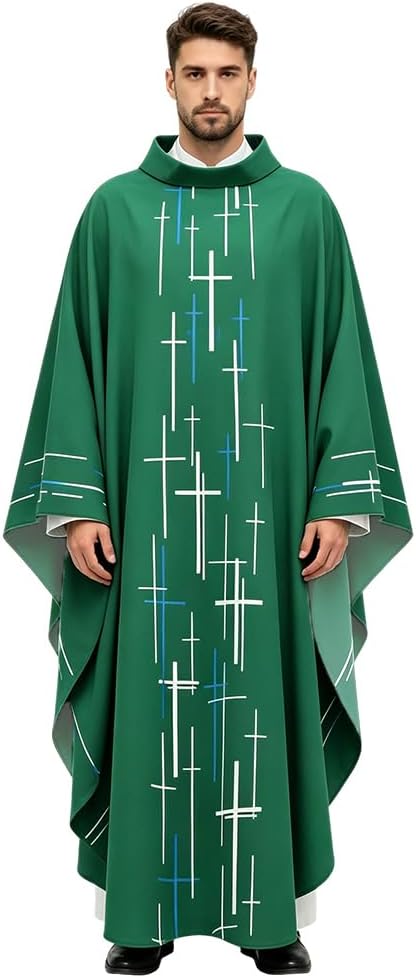 MYAYD Church Pastor Celebrant Chasuble Priest Vintage Robe Gown Cape Casscock Clergy Pulpit Altar Server Vestment Men Women
