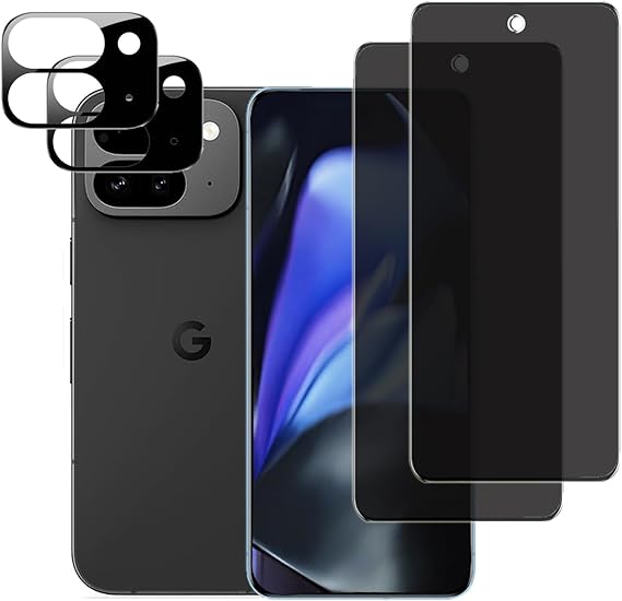 4パック Google Pixel 10 Pro Fold用 プライバシースクリーンプロテクター 2パック + カメラレンズプロテクター 2パック 覗き見防止 硬度9H 傷防止 強化ガラス Google Pixel 10 Pro Fold用