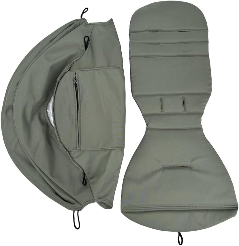 Stroller Canopy & Seat Cushion Compatible with Babyzen YOYO 2 & YOYO+, Stroller Accessories Replacement Kit, Double Layer Waterproof Fabric (Olive Green)