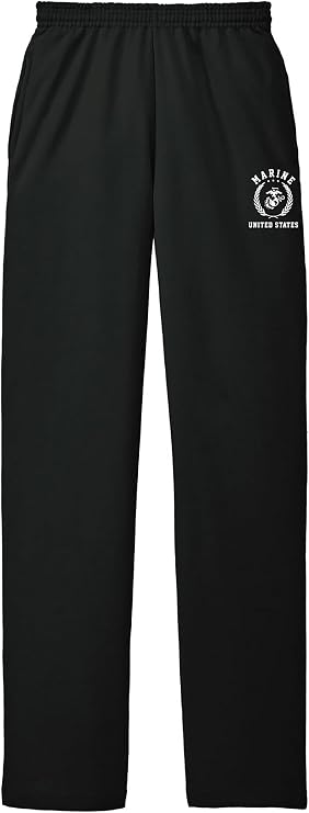 Marines White Crest Open Bottom Sweatpants with White Print