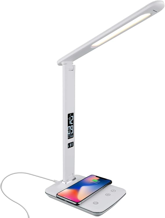 Theralite Carex Radiance Bright Light Therapy Sun Lamp, 10000 LUX Therapy Lamp, LED Bright White Light with Adjustable Brightness, Alarm Clock, Wireless Charging Station, USB Port, White