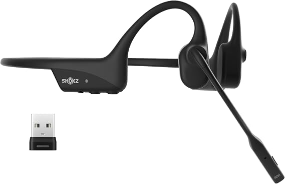 SHOKZ OpenComm2 UC Open-Ear Headset, USB-A Dongle, Noise-Canceling Mic