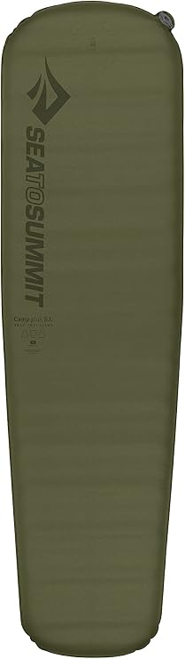 Sea to Summit - Camp Plus Self Inflating Sleeping Mat Regular - Thick - Comfort & Warmth - Stuff Sack, Repair Kit & Pillow Lock System - 4 Season - For Camping - 183x 51cm - Green - 880g
