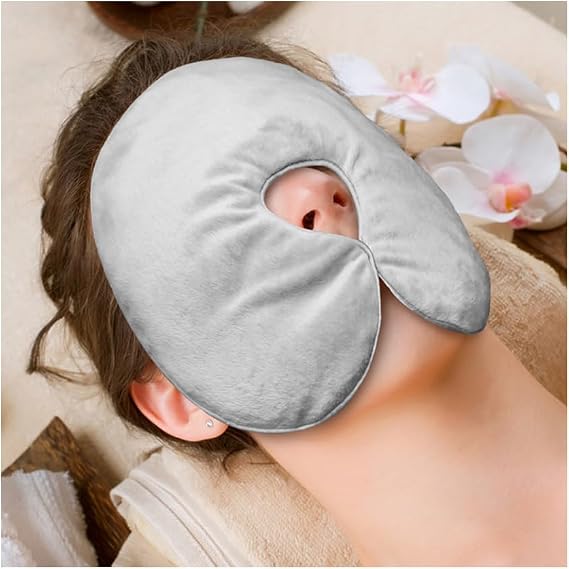 Heated Face Mask, Microwave Heating Pad for Face, Grey