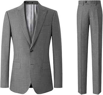 Men Suits Male Gray Men's Suit Set Business Casual Formal Work Groom Wedding Blazers