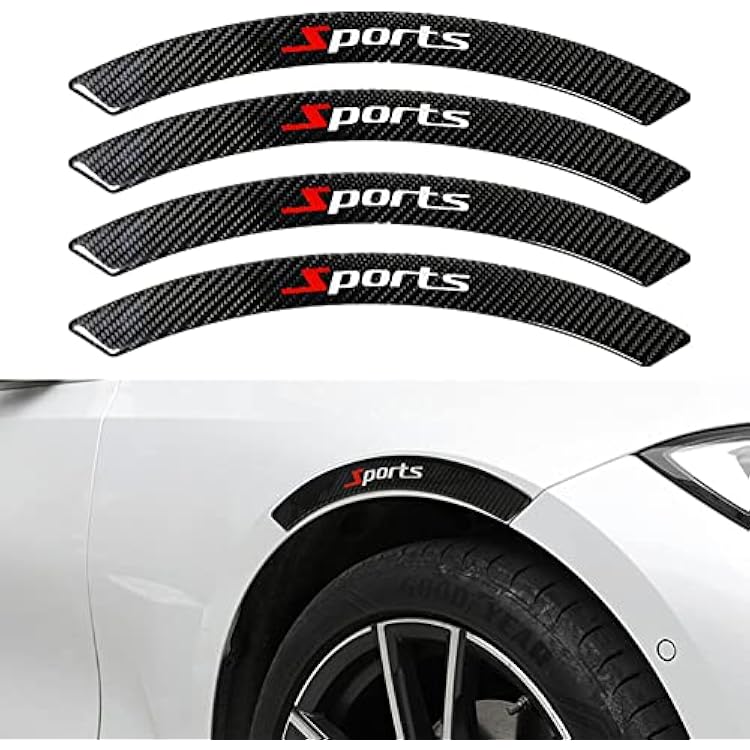 4pcs Car Wheel Eyebrow Anti-Collision Rubber Strips, Universal Carbon Fiber Fender Flare Edge Trim Protector Anti-Collision Anti-Scratch Rubber Moulding Protector Stickers Sports