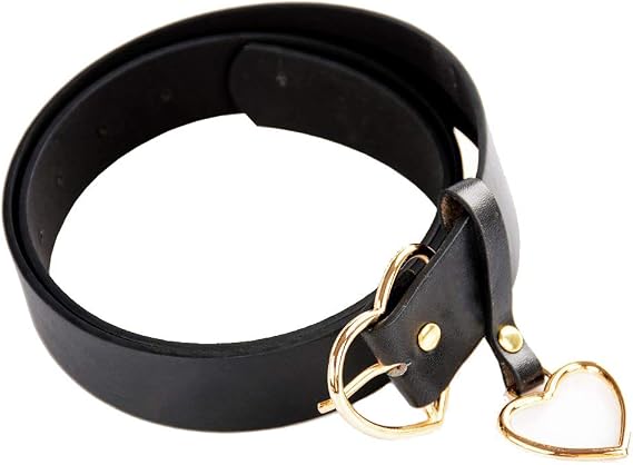 Heart Shape Belts Wide Black Leather Waist Belt Women Jeans Pants Dresses with Alloy Buckle