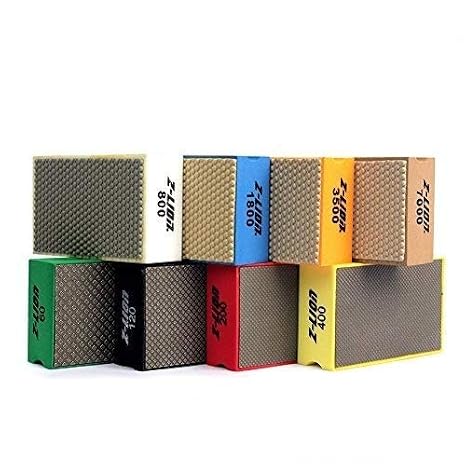 Z-LION Diamond Hand Polishing Pads Foam Back for Granite Marble Glass,Set of 8 Pcs
