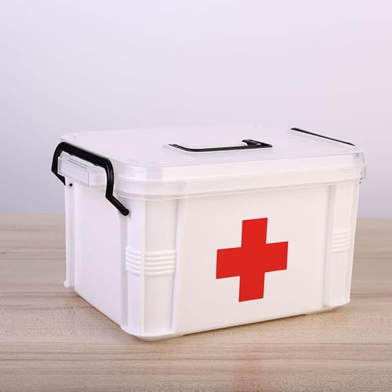 Extra Large Household First Aid Medicine Box,Plastic Portable Medical Chest,Medicine Storage Tin,First Aid Box for Home Office Car School