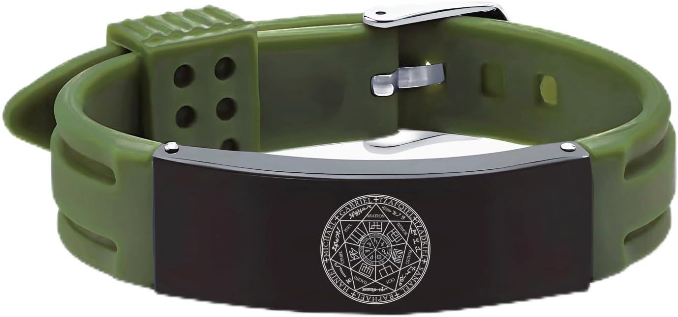 Seven Archangels Bracelet - Stainless Steel & Silicone Protection Wristband For Men women 7 Archangels Protective Adjustable Bracelet For Her Him