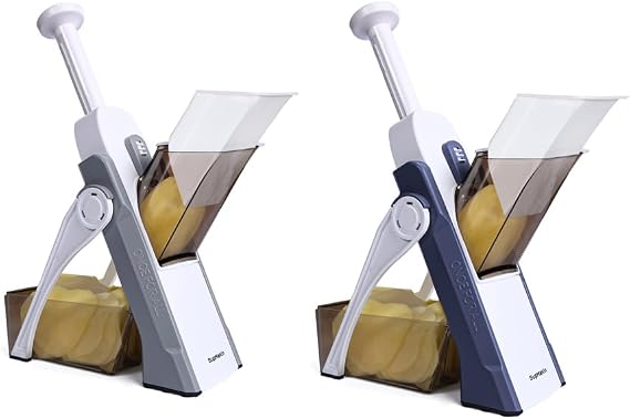 SUPMAKIN Safe Mandoline Food Slicer for Kitchen Bule +Gray
