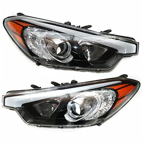 for 2014 2015 2016Kia ForteForte KoupForte5 Headlight Assembly Halogen Headlight Left Driver Side Headlight Replacement Chrome Housing 92101A7200 KI2502170 LH Pair Set