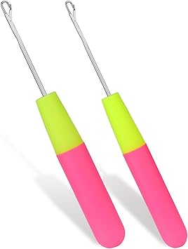 MORFEN 2 Pcs Latch Hook, Different Sizes Latch Hook Tool (0.2in + 0.15in), Crochet Needles for Hair, Hair Crochet Hook for Scarf Carpet Making and Art Crafts